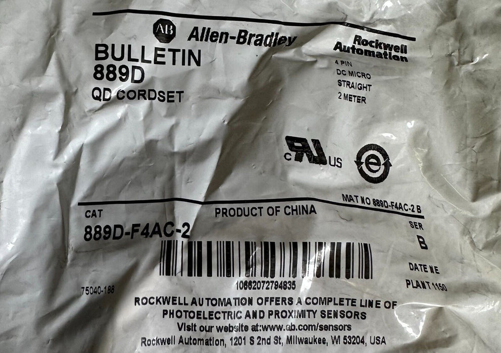 4 NEW ALLEN BRADLEY 889D-F4AC-2 /B BULLETIN 889D QD CORDSETS 4-PIN 2M STRAIGHT