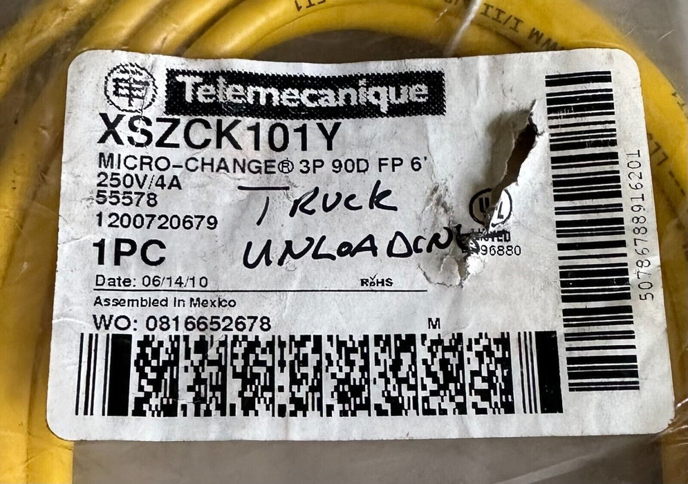 NEW TELEMECANIQUE XSZ-CK101Y / XSZCK101Y MICRO-CHANGE 3P 90D FP 6' CORDSET 55578