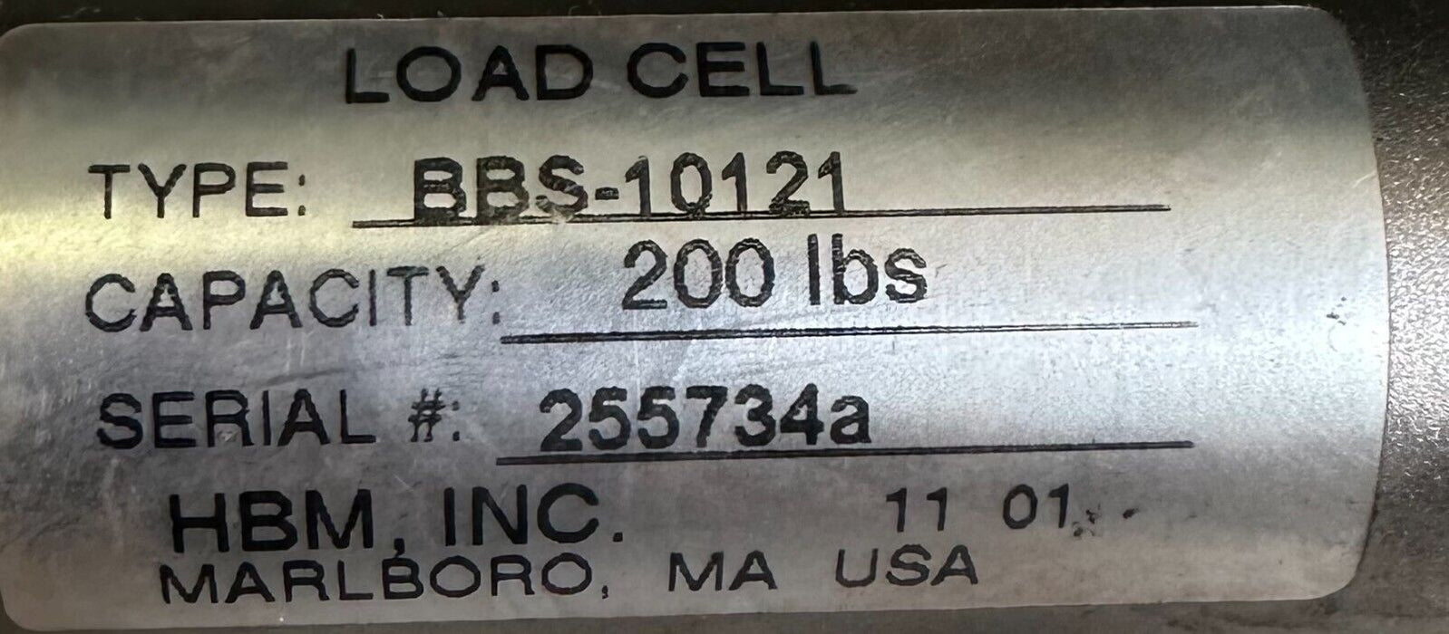 HBM INC. BBS-10121 / BBS10121 LOAD CELL 200LBS CAPACITY