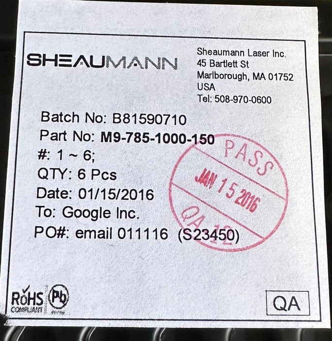 6 SHEAUMANN M9-785-1000-150 / M97851000150 785nm MULTIMODE W FP LASER DIODES
