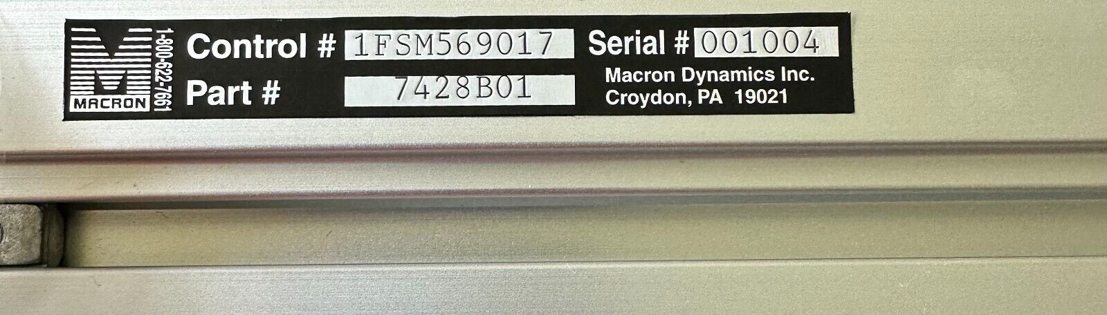 NEW MACRON DYNAMICS 7428B01 LINEAR SLIDE 1FSM569017