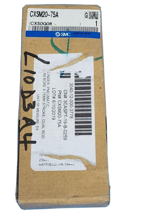 NIB SMC CXSM20-75A GUIDED CYLINDER PNUEMATIC DUAL ROD SLIDE BEARING CXSM2075A