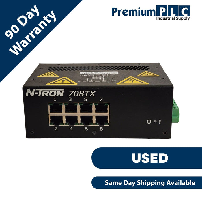 RED LION N-TRON 708TX INDUSTRIAL ETHERNET SWITCH 8-PORT 110/100BaseTX RJ-45