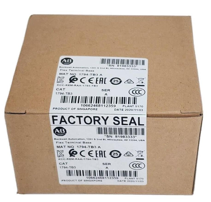 FACTORY SEALED ALLEN BRADLEY 1794-TB3 SER. A FLEX TERMINAL BASE 1794TB3