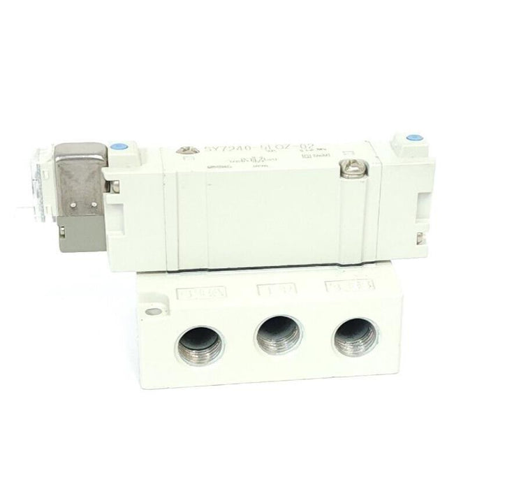 NEW SMC SY7240-5LOZ-02 DOUBLE SOLENOID VALVE SY72405LOZ0 WITH BASE