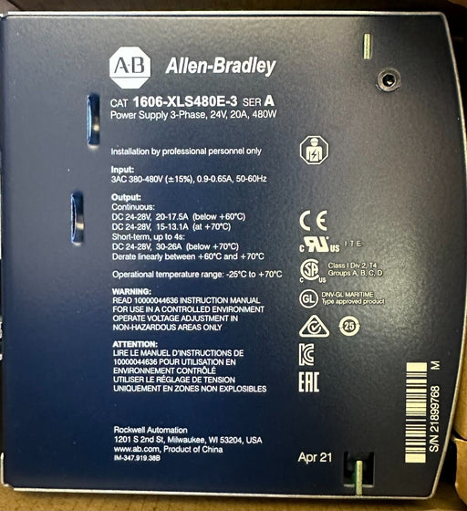NEW ALLEN BRADLEY 1606-XLS480E-3 /A 1606-XLS AC/DC POWER SUPPLY 1606XLS480E3