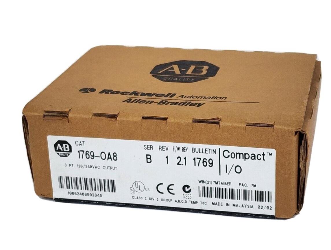 NIB ALLEN BRADLEY 1769-OA8 SER. B REV. 1 F/W REV. 2.1 COMPACT I/O MODULE 1769OA8