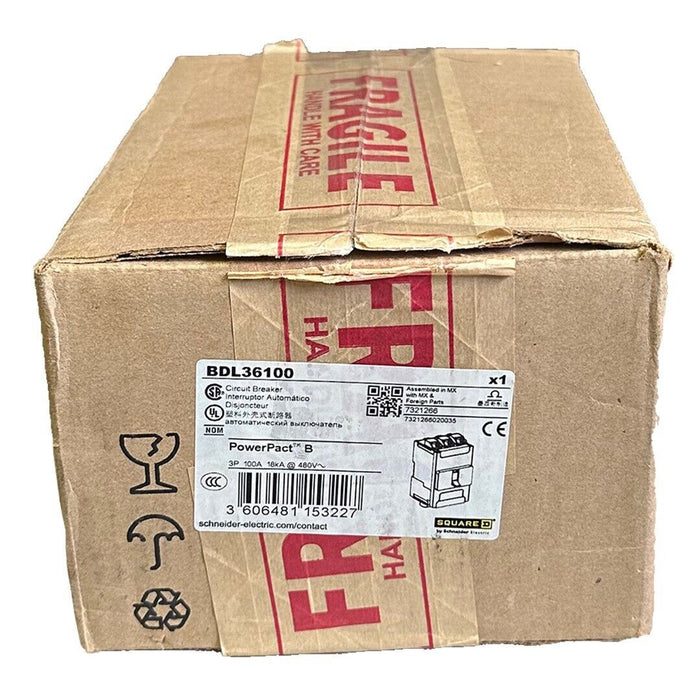 NEW SQUARE D BDL36100 PowerPact B CIRCUIT BREAKER BD100 3P 100A 18kA @ 480V
