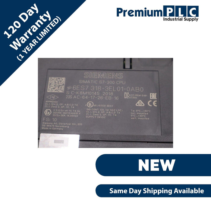 NEW SIEMENS 6ES7318-3EL00-0AB0 SIMATIC S7-300 CPU 319-3 PN/DP  FS: 10 FW:V3.2.14