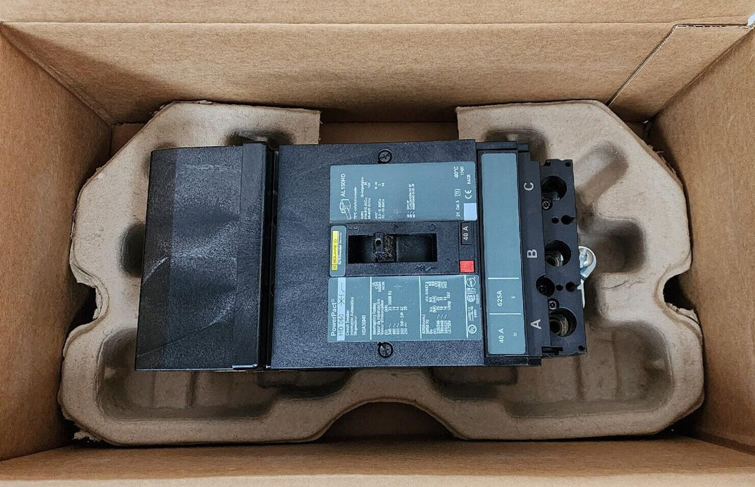 NIB SQUARE D HDA36040 PowerPact CIRCUIT BREAKER 40A 3P 600V 50/60Hz