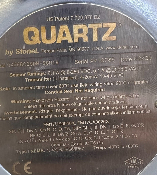NEW StoneL QX35B02SDM-SCH18 / QX35B02SDMSCH18 CONTROL VALVE QUARTZ NEL ...