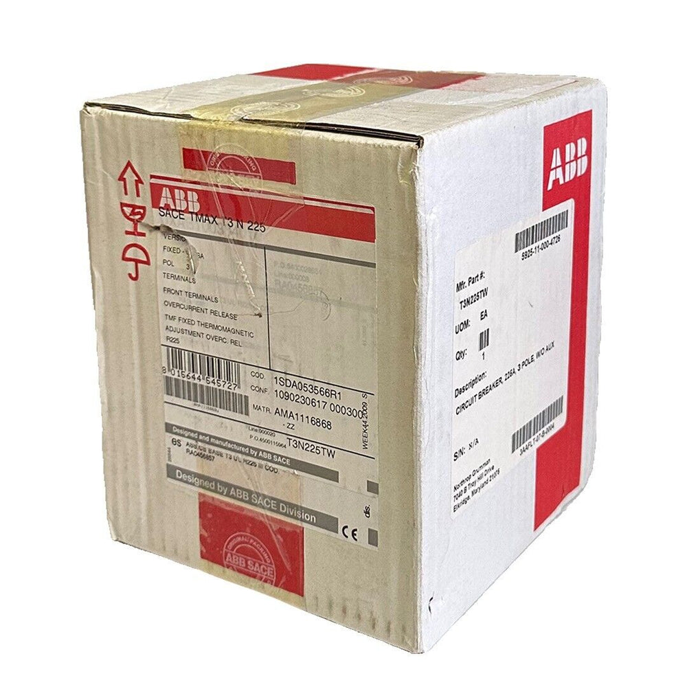 NEW ABB SACE Tmax T3 N 225 CIRCUIT BREAKER 225A 3-POLE T3N225TW 1SDA053566R1