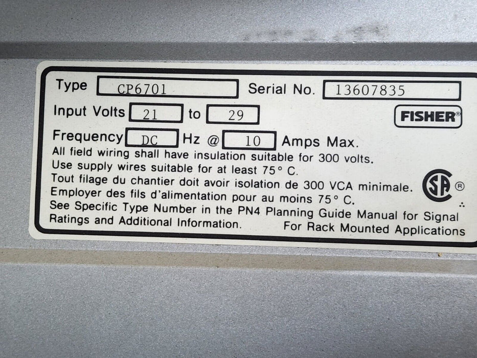 FISHER ROSEMOUNT SYSTEMS CP6701X1-DA2 I/O FILE RACK ASSEMBLY