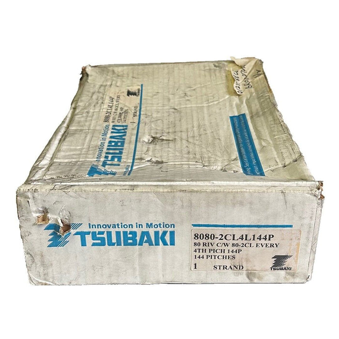 NEW TSUBAKI 8080-2CL4L144P 80 RIV C/W 80-2CL EVERY 4TH PITCH 144P CHAIN 1 STRAND