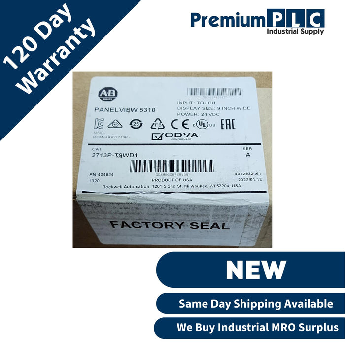 NEW ALLEN BRADLEY 2713P-T9WD1 /A PanelView 5310 9" TOUCH SCREEN DISPLAY 24VDC