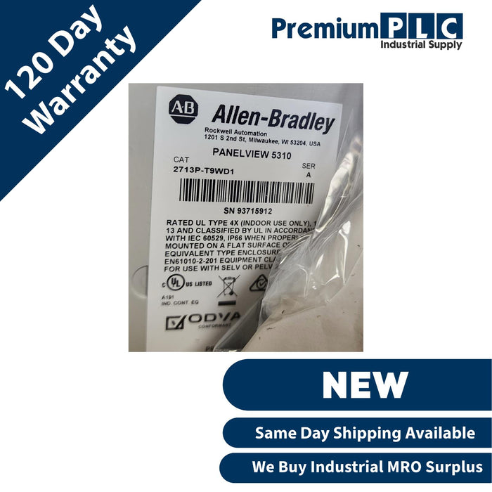 NEW ALLEN BRADLEY 2713P-T9WD1 /A PanelView 5310 9" TOUCH SCREEN DISPLAY 24VDC
