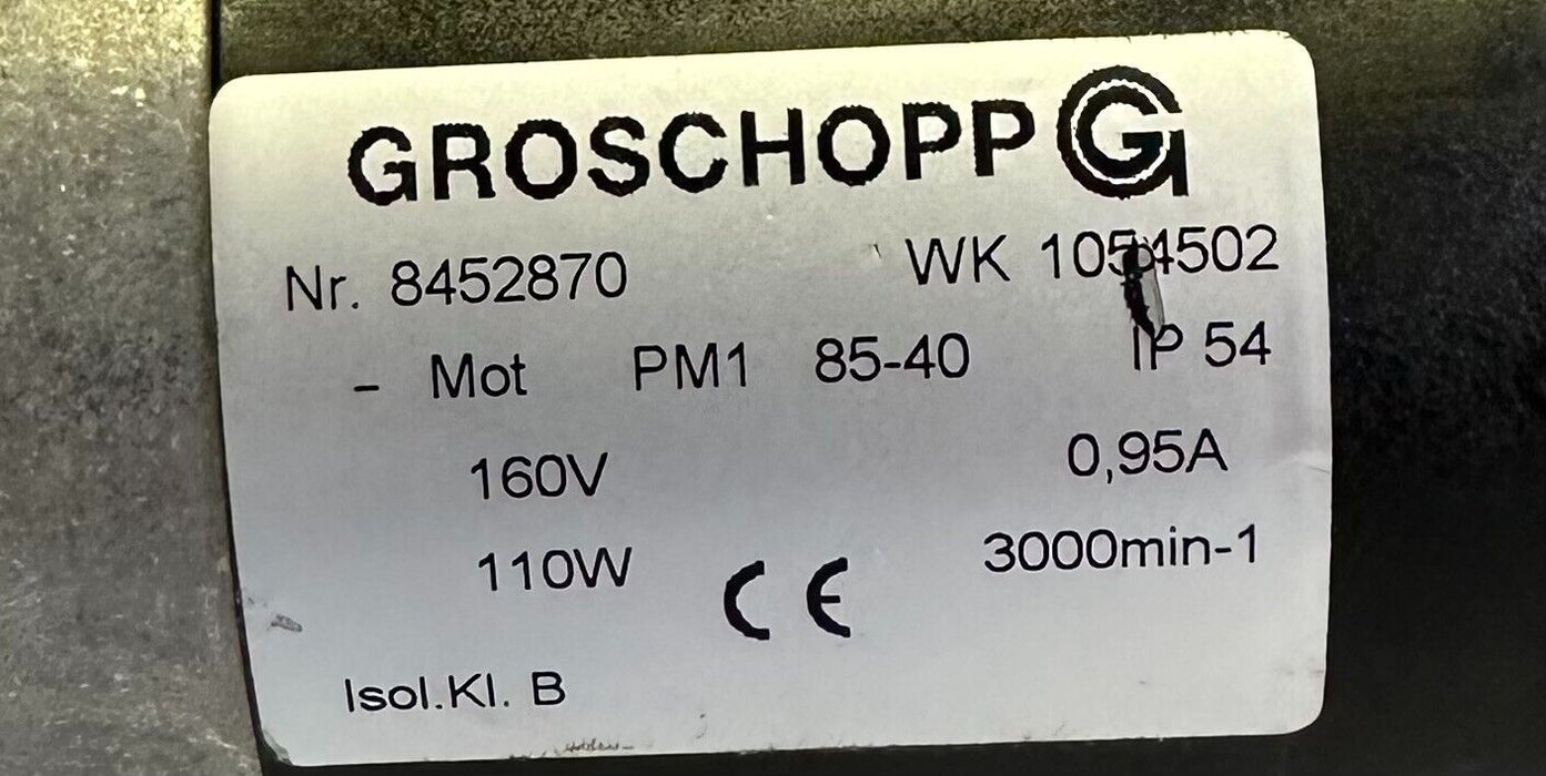 NEW GROSCHOPP WK1054502 / PM1 85-40 MOTOR 160V W/ VE31-K-R-31 GEAR HEAD 900Ncm