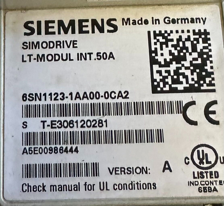 SIEMENS 6SN1123-1AA00-0CA2 / 6SN11231AA000CA2 SIMODRIVE POWER LT-MODULE Ver. A