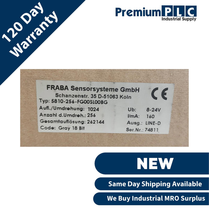 NEW FRABA 5810-256-FG00SL00BG ABSOLUTE ROTARY ENCODER GRAY 18 BIT 8-24V