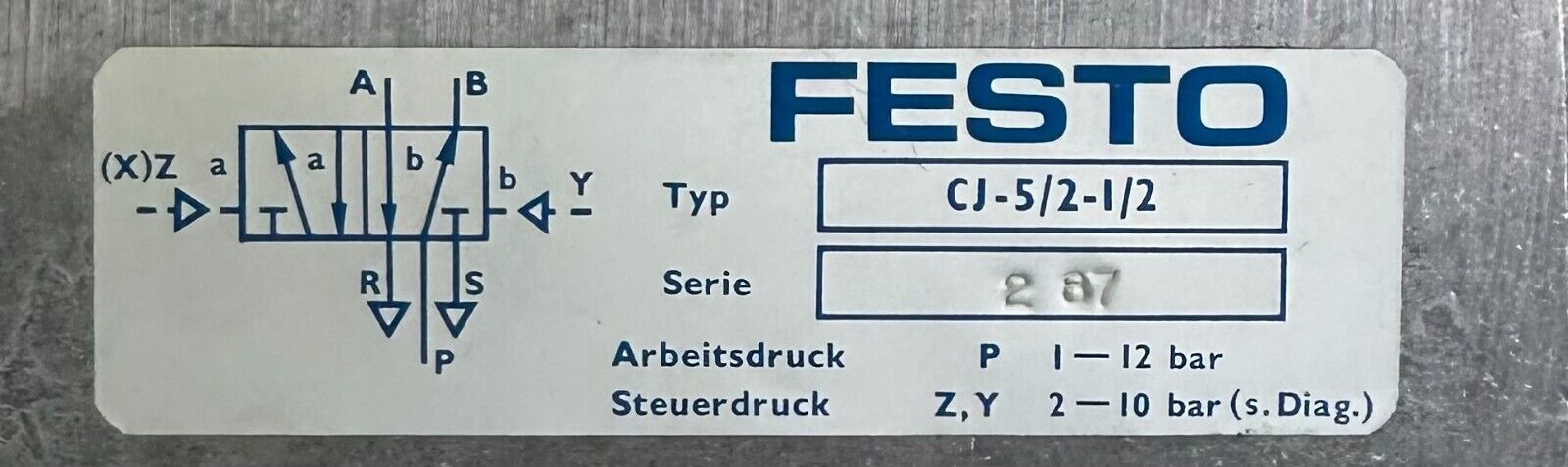 NEW FESTO CJ-5/2-1/2 / CJ5212 PNEUMATIC VALVE 5815 5/2 DOUBLE SOLENOID