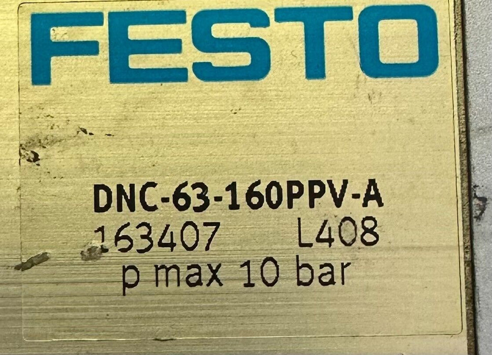 NEW FESTO DNC-63-160PPV-A / DNC63160PPVA PNEUMATIC CYLINDER 160mm 63mm 163407