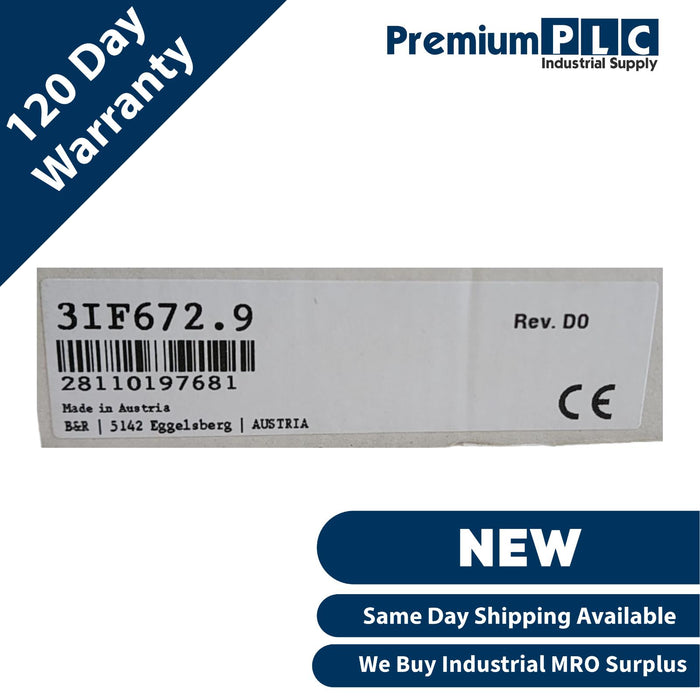 NEW B&R 3IF672.9 REV D0 2005 INTERFACE MODULE 1 RS232 , 2 CAN INTERFACES 3IF6729