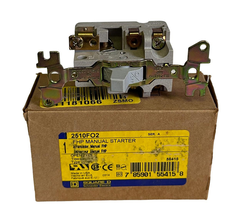 NEW SQUARE D 2510FO2 FHP MANUAL STARTER SWITCH SER. A OPEN TYPE 55415 2510-FO2