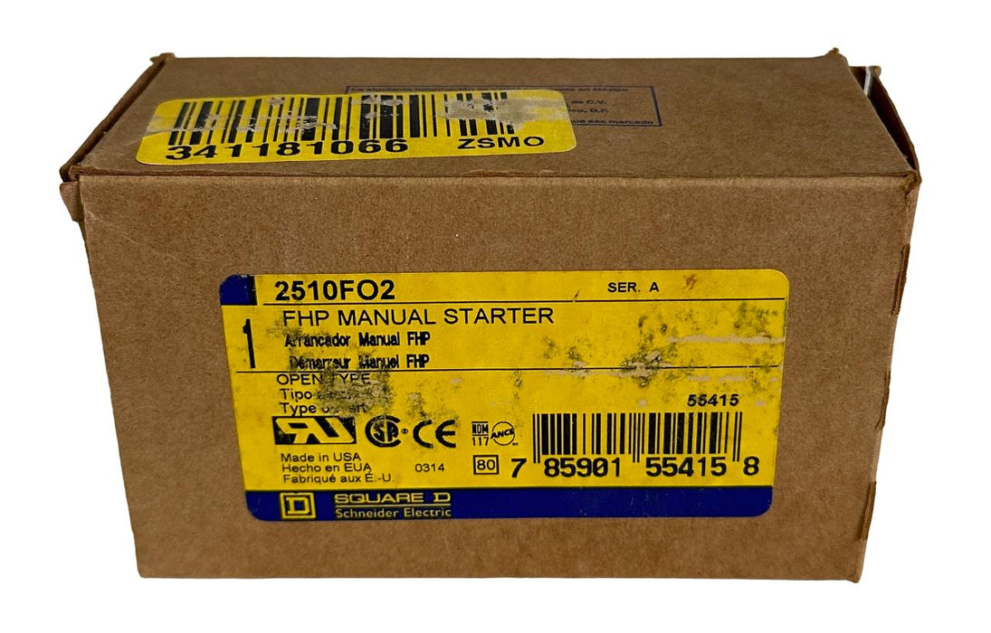 NEW SQUARE D 2510FO2 FHP MANUAL STARTER SWITCH SER. A OPEN TYPE 55415 2510-FO2