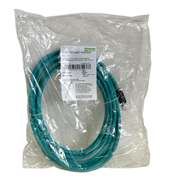 NEW MURR ELEKTRONIK 7700-44621-S4U0500 / 770044621S4U0500 M12 FEMALE RJ45 Enet