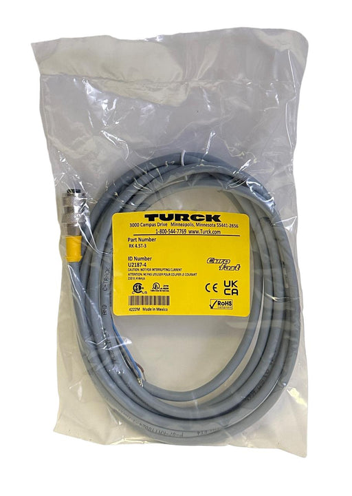 NEW TURCK RK 4.5T-3 / RK45T3 EURO M12 SINGLE-ENDED CORDSET 3M U2187-4 / U21874