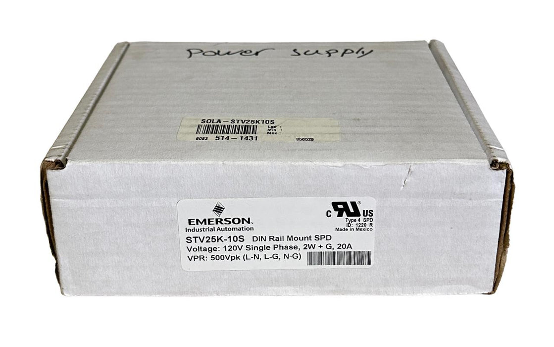 NEW EMERSON SOLA STV25K-10S / STV25K10S SURGE SUPPRESSOR STV 25K SERIES 120V 20A