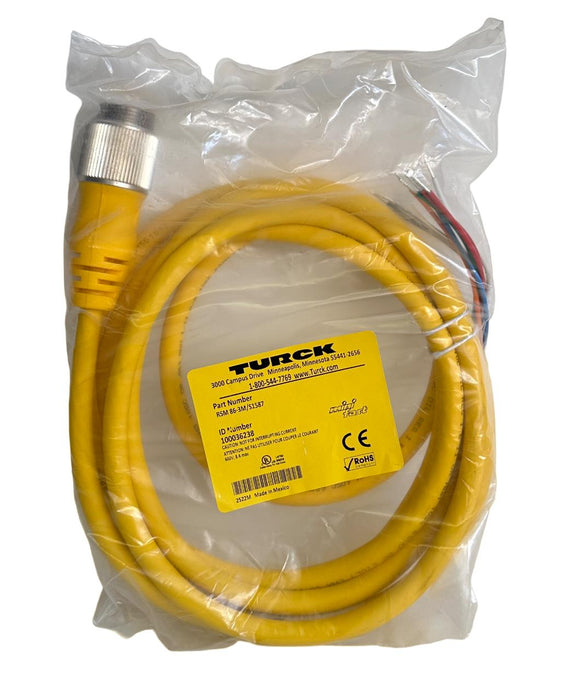 NEW TURCK RSM 86-3M/S1587 / RSM863MS1587 MINI SINGLE-ENDED CORDSET 3M 100036238