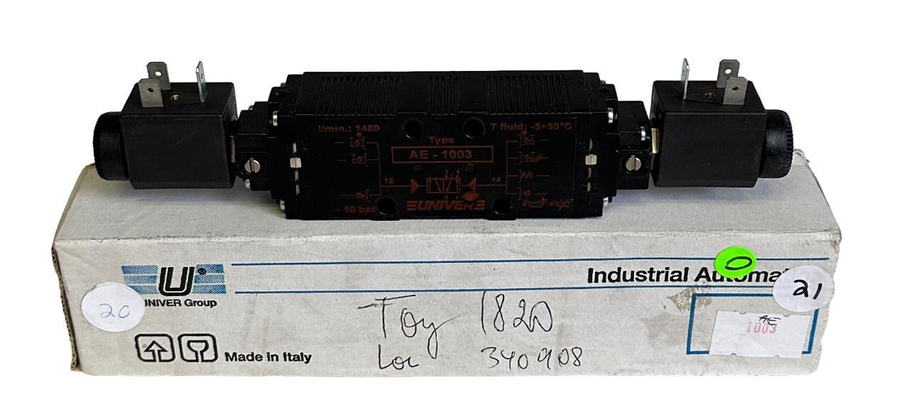 NEW UNIVER GROUP AE-1003 / AE1003 LIGHT SERIES VALVE W/ DA-0051 24V COILS