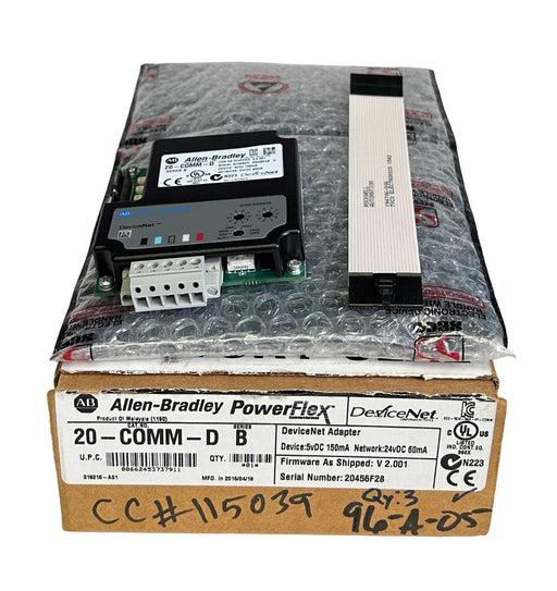NEW ALLEN BRADLEY 20-COMM-D /B PowerFlex DeviceNet ADAPTER 5vDC 150mA 20COMMD