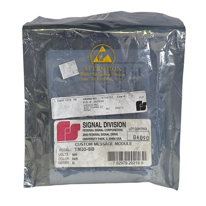 NEW FEDERAL SIGNAL TM33-SB / TM33SB CUSTOM MESSAGE MODULE SERIES B TM33 RMT-4029
