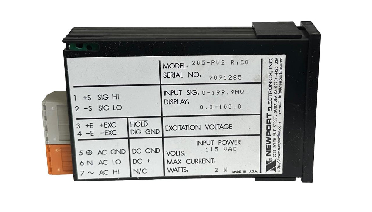 NEW NEWPORT ELECTRONICS 205-PV2 R,C0 PROCESS PANEL METER 115VAC 2W 205PV2