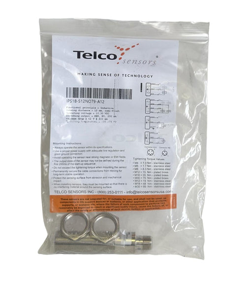 NEW TELCO SENSORS IPS18-S12NO79-A12 / IPS18S12NO79A12 INDUCTIVE PROXIMITY SENSOR