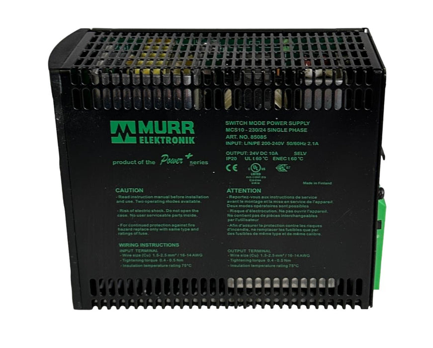 MURR ELEKTRONIK MCS10-230/24 / 85085 SWITCH MODE POWER SUPPLY 1-PHASE 200-240V