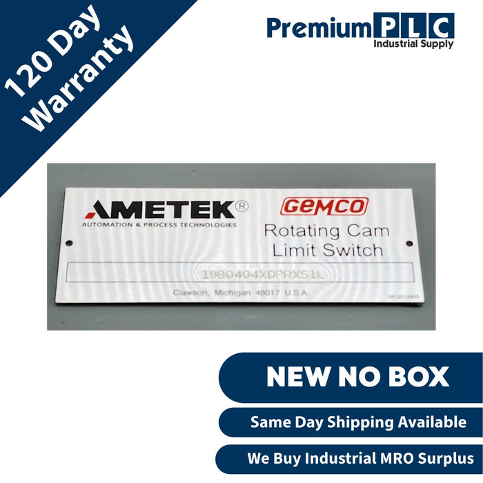 NEW AMETEK GEMCO 1980-404 / 1980404XDPRXS1L ROTATING CAM LIMIT SWITCH NEMA 4