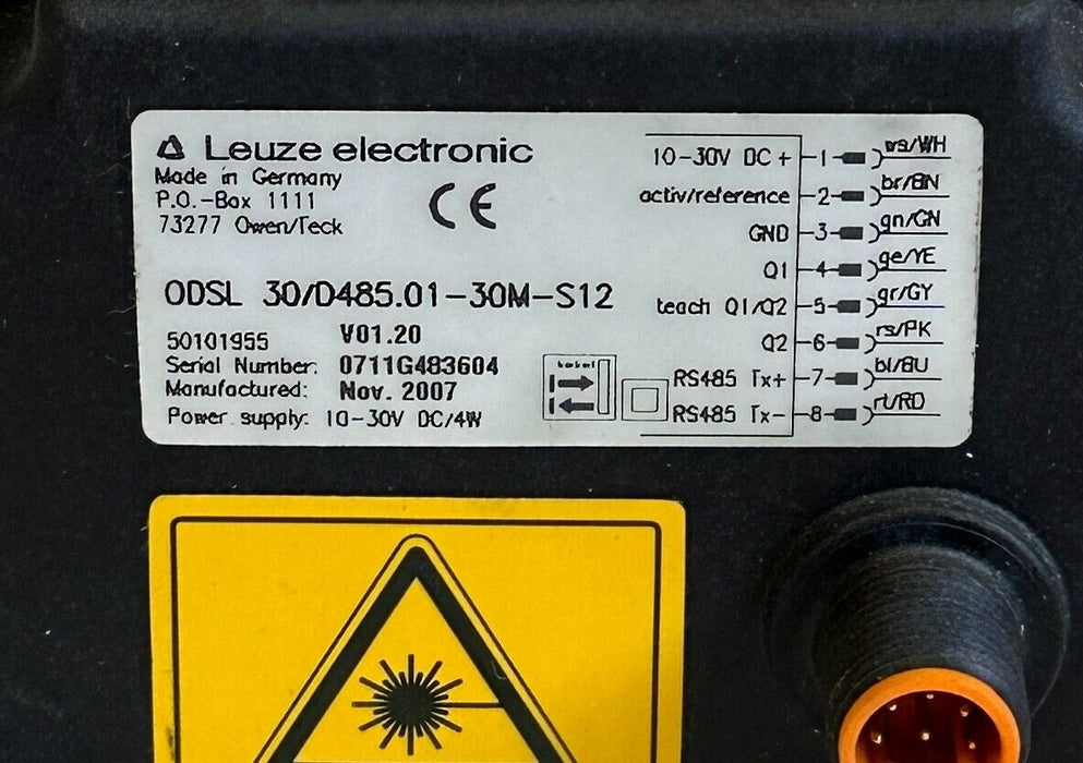 NEW LEUZE ELECTRONIC ODSL 30/D485.01-30M-S12 / 50101955 DISTANCE SENSOR 10-30VDC