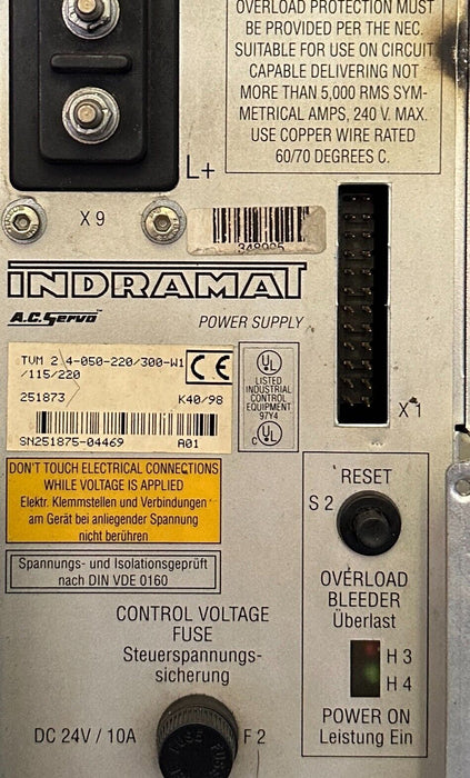 REXROTH INDRAMAT TVM 2.4-050-220/300-W1/115/220 / 251873 SERVO POWER SUPPLY