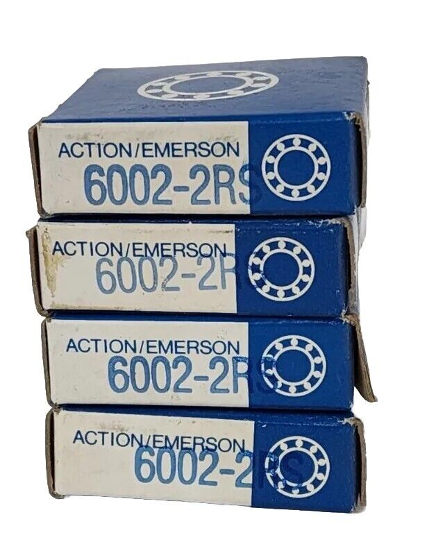 LOT OF 4 NIB ACTION/EMERSON 6002-2RS BEARINGS 60022RS