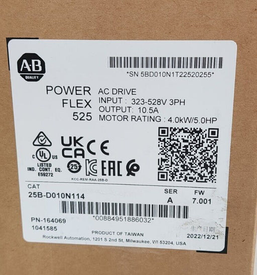 FACTORY SEALED 25B-D010N114 POWERFLEX 525 AC DRIVE SER. A FW: 7.001