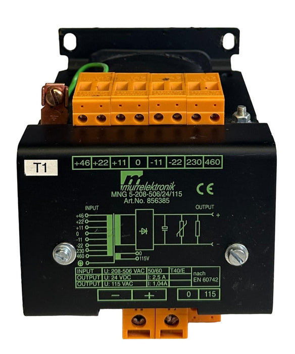 MURR ELEKTRONIK MNG 5-208-506/24/115 / 856385 POWER SUPPLY 208-506VAC 50/60Hz