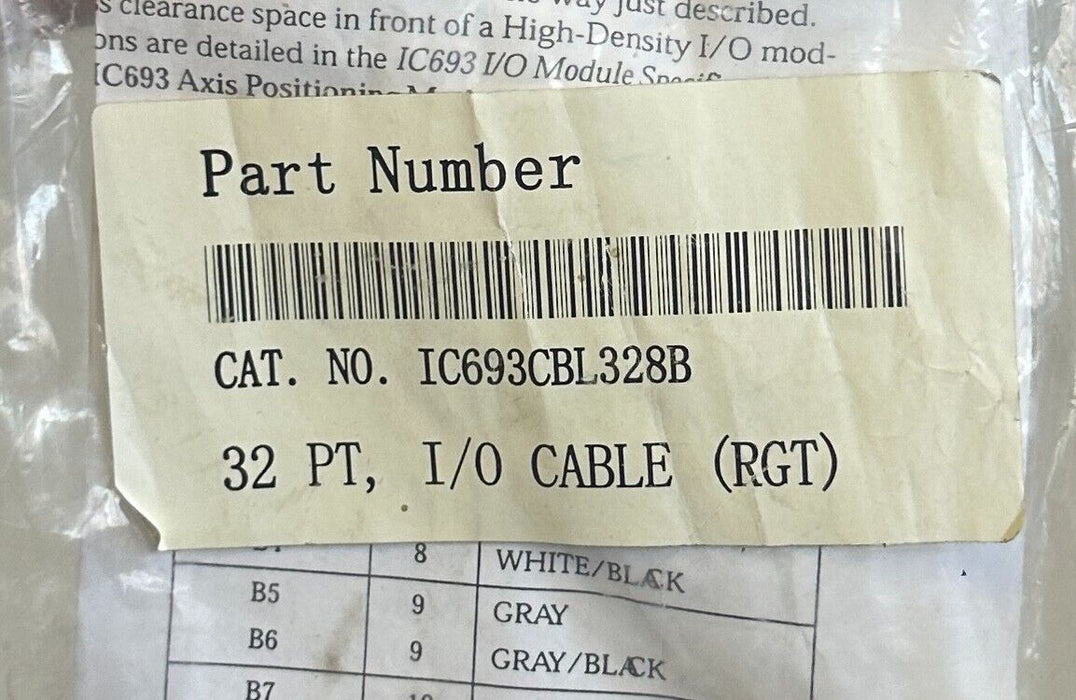 NEW GE FANUC IC693CBL328B / IC693CBL328 90-30 SERIES 32-PT I/O CABLE RIGHT 3M