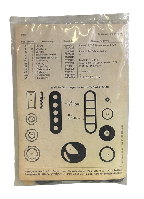 NEW SEALED HERION 0565513 SPARE PARTS SET FOR VALVE NOS QTY