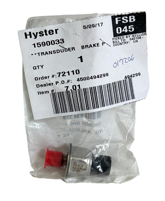 NEW SEALED HYSTER 1590033 / HY1590033 OEM BRAKE PRESSURE TRANSDUCER FOR FORKLIFT