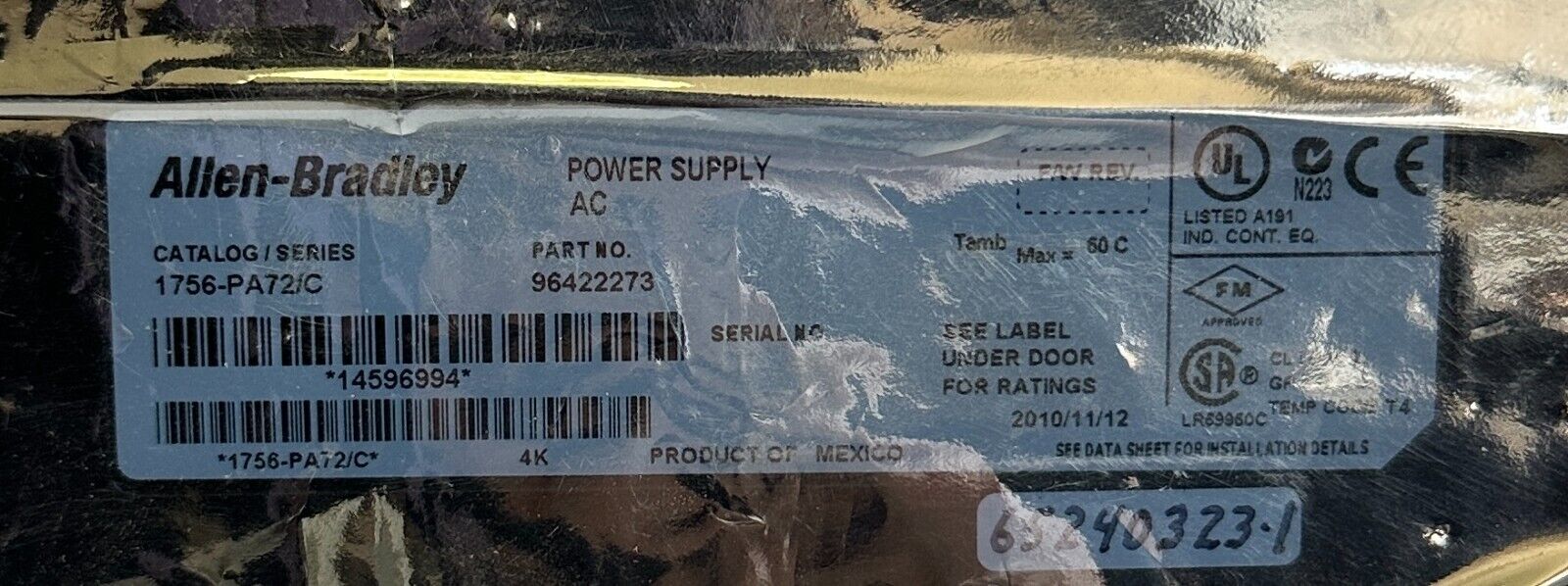 NEW ALLEN BRADLEY 1756-PA72 /C ControlLogix AC POWER SUPPLY 85-265V 1756PA72