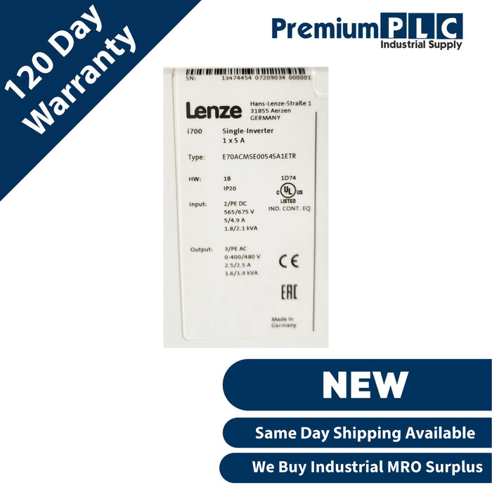 NEW LENZE E70ACMSE0054SA1ETR i700 SERIES SERVO SINGLE-INVERTER 1 X 5A RESOLVER