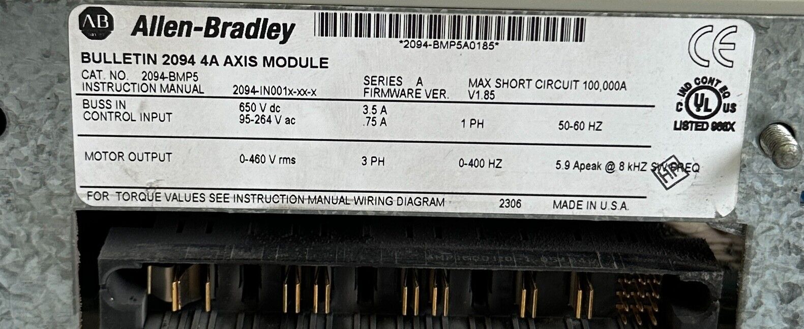 ALLEN BRADLEY 2094-BMP5 /A Kinetix 6000 SERVO DRIVE 400/460V 3PH 2094BMP5